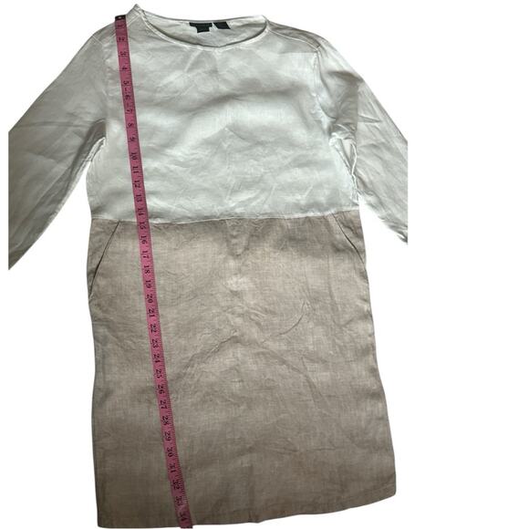 Tahari Women's 100% Linen Color Block Three Quarter Sleeve Dress Sz S - Picture 6 of 8